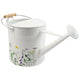 Decorative Watering Can | 10x20 | White Floral Print Metal with Wire Handle