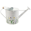 Decorative Watering Can | 10x20 | White Floral Print Metal with Wire Handle SBH-21875