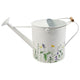 Decorative Watering Can | 10x20 | White Floral Print Metal with Wire Handle SBH-21875