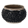 Outdoor Decorative Planter | 3D Textured Bubble | Black | 12" Wide Round