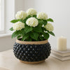 Outdoor Decorative Planter | 3D Textured Bubble | Black | 12" Wide Round