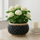 Outdoor Decorative Planter | 3D Textured Bubble | Black | 12" Wide Round