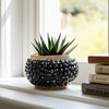 Outdoor Decorative Planter | 3D Textured Bubble | Black | 12" Wide Round