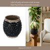 Outdoor Decorative Planter | 3D Textured Bubble | Black | 12" Wide Round