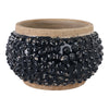 Outdoor Decorative Planter | 3D Textured Bubble | Black | 12" Wide Round
