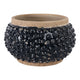 Outdoor Decorative Planter | 3D Textured Bubble | Black | 12" Wide Round