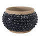 Outdoor Decorative Planter | 3D Textured Bubble | Black | 12" Wide Round