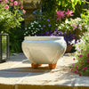 10" Outdoor Footed Planter | Round Shaped Speckled White Terracotta