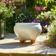 10" Outdoor Footed Planter | Round Shaped Speckled White Terracotta
