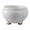 10" Outdoor Footed Planter | Round Shaped Speckled White Terracotta