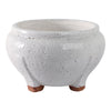 10" Outdoor Footed Planter | Round Shaped Speckled White Terracotta