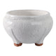 10" Outdoor Footed Planter | Round Shaped Speckled White Terracotta