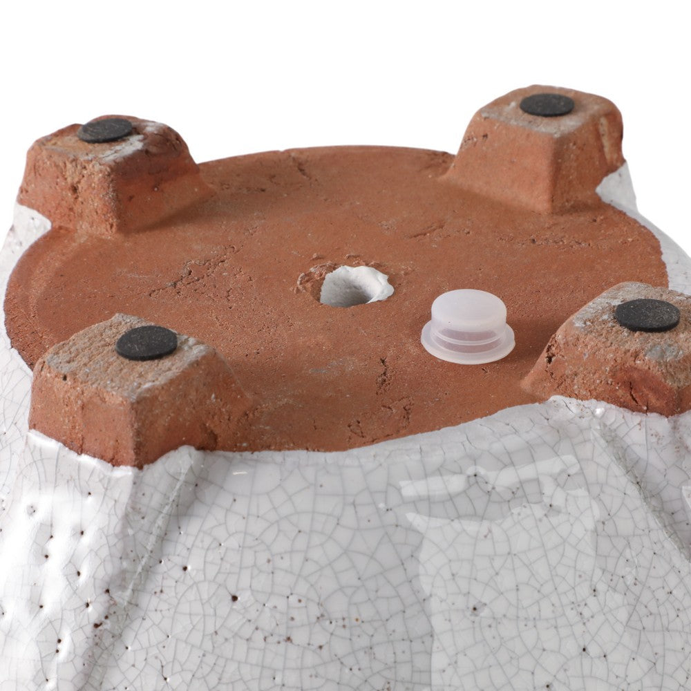 10" Outdoor Footed Planter | Round Shaped Speckled White Terracotta