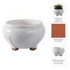 10" Outdoor Footed Planter | Round Shaped Speckled White Terracotta