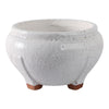 10" Outdoor Footed Planter | Round Shaped Speckled White Terracotta