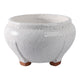 10" Outdoor Footed Planter | Round Shaped Speckled White Terracotta