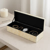 Trinket Box | Glass Top & Ivory Marble | Velvet Felt Lined | 17"