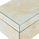 Trinket Box | Glass Top & Ivory Marble | Velvet Felt Lined | 17"