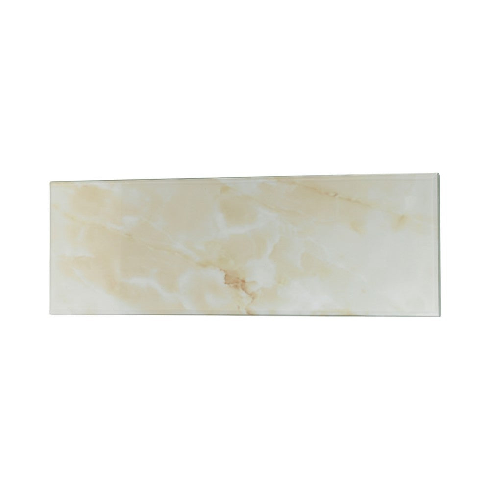 Trinket Box | Glass Top & Ivory Marble | Velvet Felt Lined | 17"
