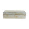 Trinket Box | Glass Top & Ivory Marble | Velvet Felt Lined | 17"