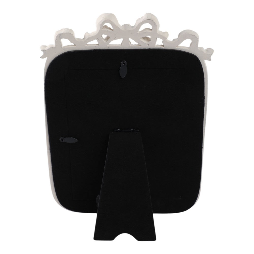 Ural 5x7 Photo Frame | Carved Floral Motifs Beaded Edges | Ivory Resin