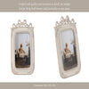 Ural 5x7 Photo Frame | Carved Floral Motifs Beaded Edges | Ivory Resin