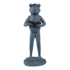Tyrn Standing Reading Frog Garden Statue | Metallic Gray Resin 18"