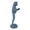 Tyrn Standing Reading Frog Garden Statue | Metallic Gray Resin 18"