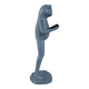 Tyrn Standing Reading Frog Garden Statue | Metallic Gray Resin 18"