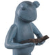 Tyrn Standing Reading Frog Garden Statue | Metallic Gray Resin 18"