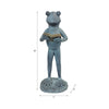 Tyrn Standing Reading Frog Garden Statue | Metallic Gray Resin 18"