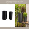 Outdoor Garden Planters Set of 2 | Textured Black Resin | 19 & 21"