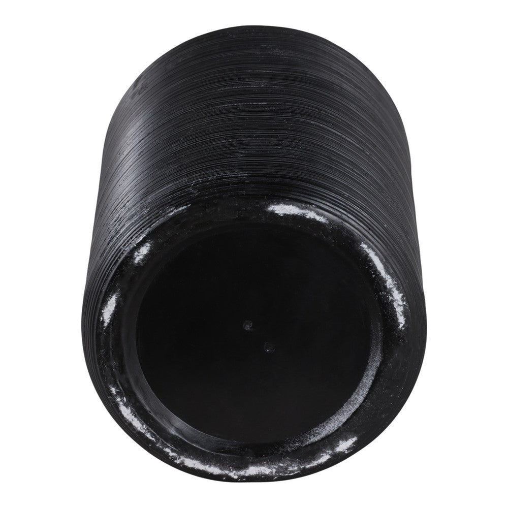 Outdoor Garden Planters Set of 2 | Textured Black Resin | 19 & 21"