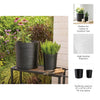 Outdoor Garden Planters Set of 2 | Textured Black Resin | 19 & 21"
