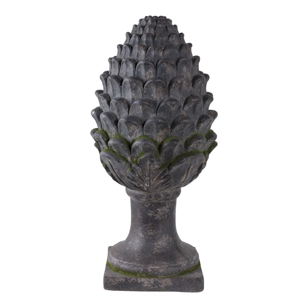 Artichoke Garden Finial Statue | 30" Rustic Moss Gray Finish Polyresin