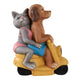 Arlin Statuette Dog & Cat on Solar Scooter | Multi Color Polyresin 17"
