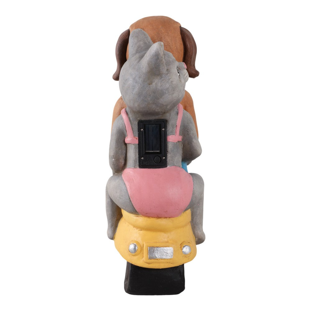 Arlin Statuette Dog & Cat on Solar Scooter | Multi Color Polyresin 17"