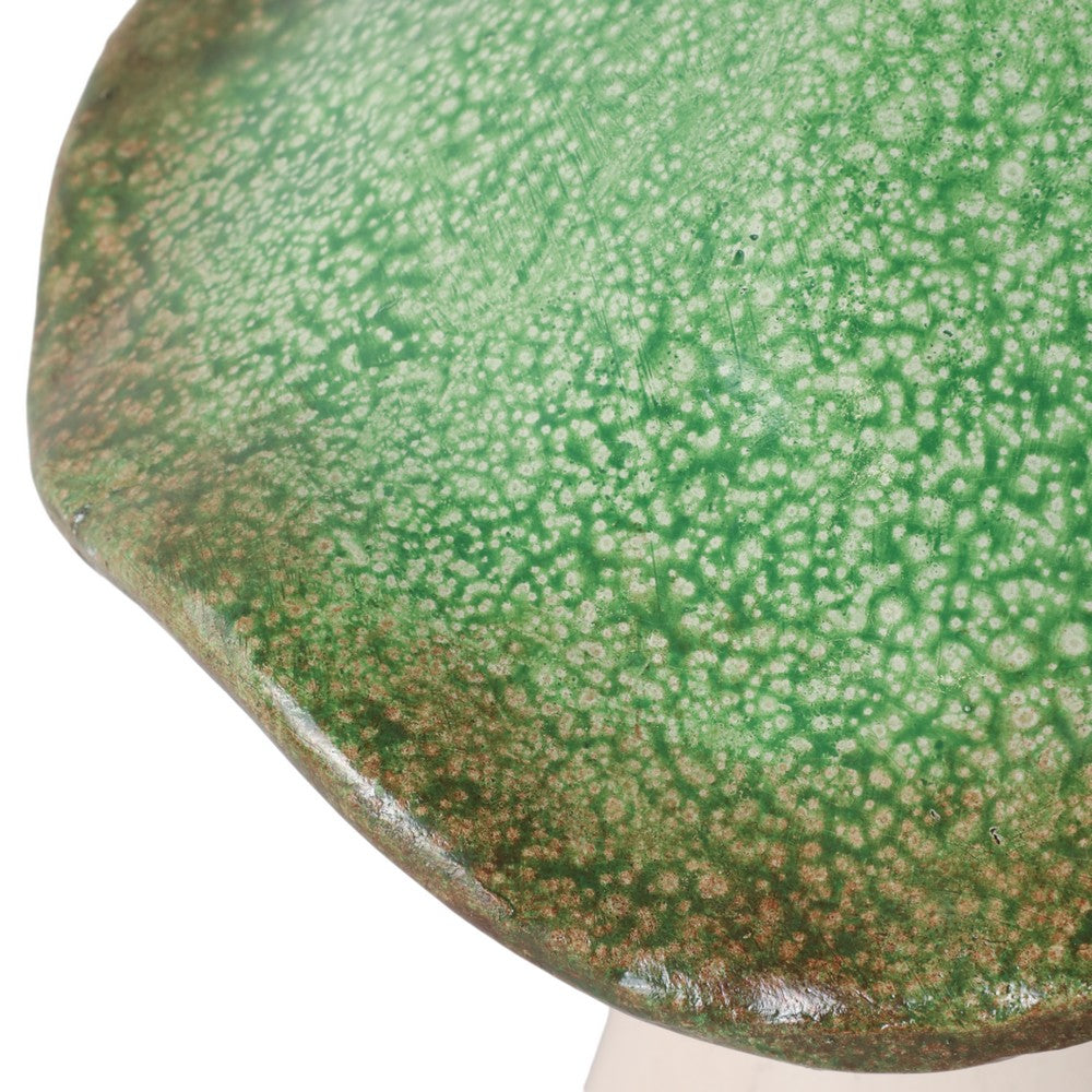 Outdoor Decor Garden Mushroom Statuary | 16" Green White Resin