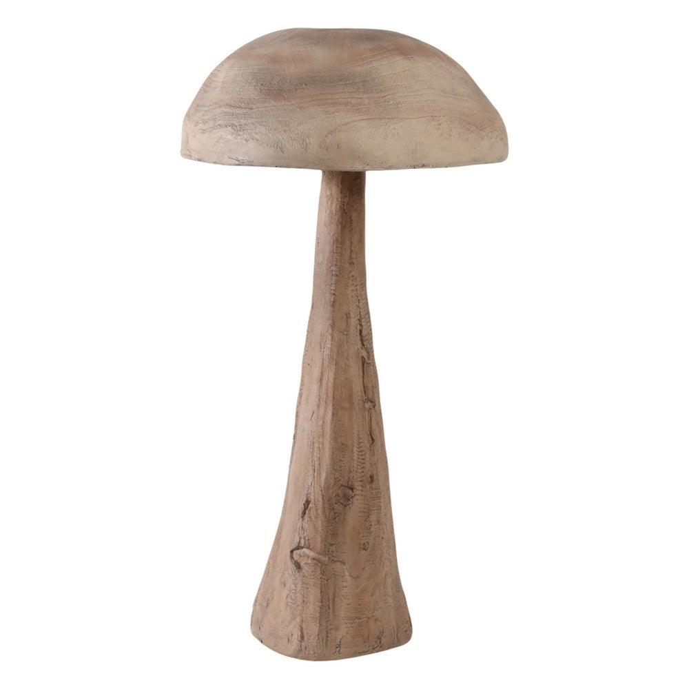 Outdoor Garden Decorative Mushroom | Brown Wood Grain Finish | 32"