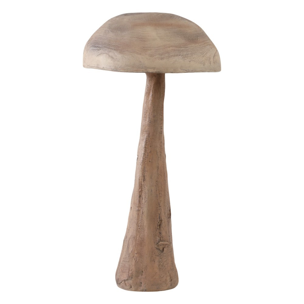 Outdoor Garden Decorative Mushroom | Brown Wood Grain Finish | 32"