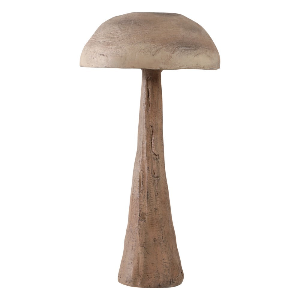 Outdoor Garden Decorative Mushroom | Brown Wood Grain Finish | 32"