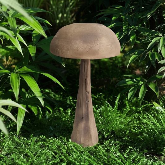 Outdoor Garden Decorative Mushroom | Brown Wood Grain Finish | 32"