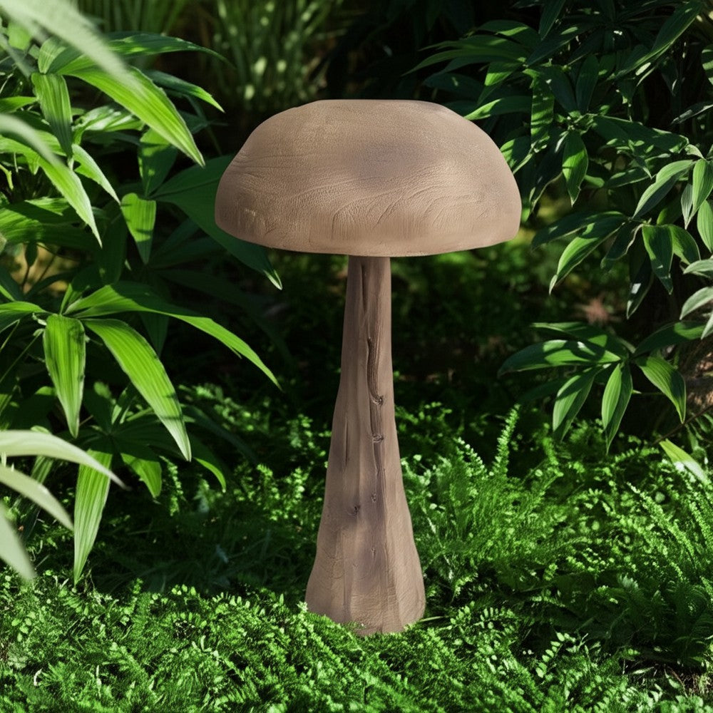 Outdoor Garden Decorative Mushroom | Brown Wood Grain Finish | 32"