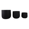 Mackz Set of 3 Round Planters | Vertical Ribbed Black Resin | 11,14,18"