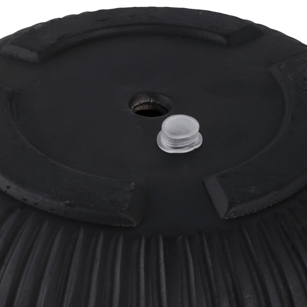 Mackz Set of 3 Round Planters | Vertical Ribbed Black Resin | 11,14,18"