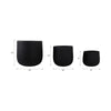 Mackz Set of 3 Round Planters | Vertical Ribbed Black Resin | 11,14,18"