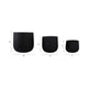 Mackz Set of 3 Round Planters | Vertical Ribbed Black Resin | 11,14,18"