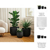 Mackz Set of 3 Round Planters | Vertical Ribbed Black Resin | 11,14,18"