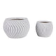 Kime Planter Set of 2 | Deep Sculpted Ribbed Wave Pattern | White | 8,12"