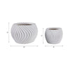 Kime Planter Set of 2 | Deep Sculpted Ribbed Wave Pattern | White | 8,12"